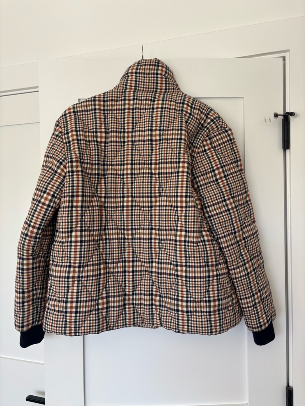 Ellie Mae Studios Plaid Quilted Puffer Jacket - Beige, Black, Rust - Picture 2 of 3
